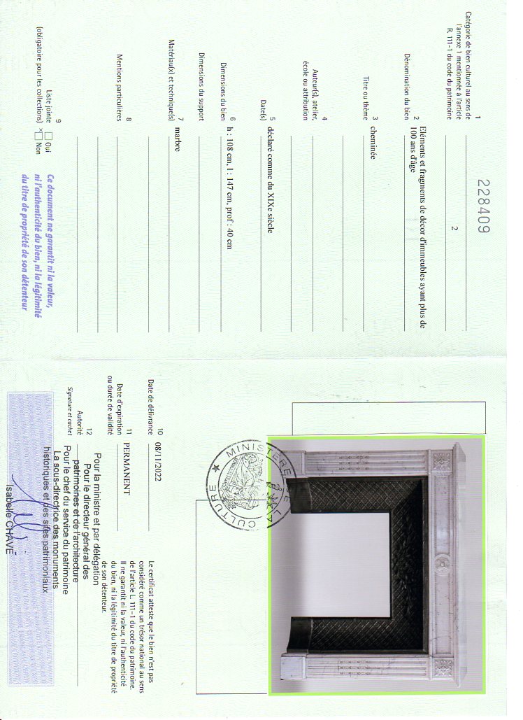 Certificat d'exportation