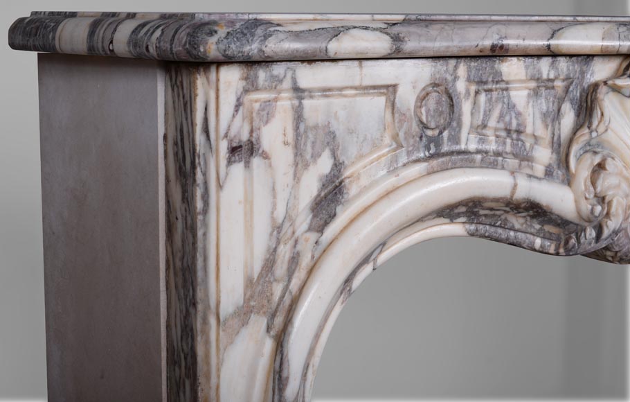 Petite cheminée d'époque Louis XV en marbre Brèche Violette-5