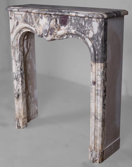 Petite cheminée d'époque Louis XV en marbre Brèche Violette-6