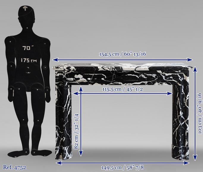 Cheminée de style Louis XIV en marbres Marquina et Grand Antique-11