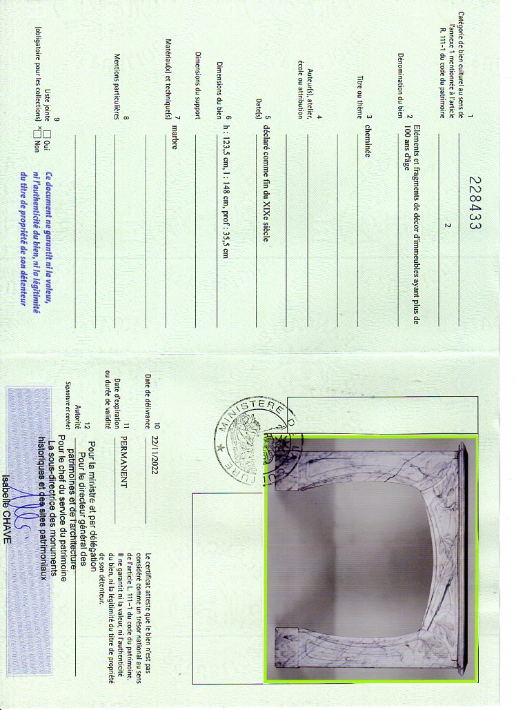 Certificat d'exportation
