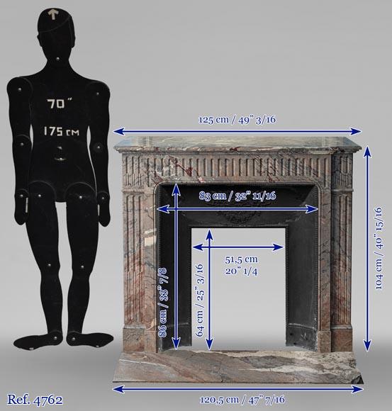Petite cheminée de style Napoléon III à rudentures en marbre Sarrancolin-10