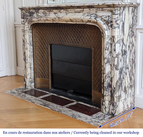 Belle cheminée modèle Boudin en marbre Brèche Violette-5