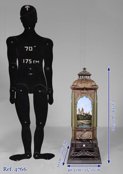 Musgrave & Co mannheim - Poêle en fonte émaillée orné de vues de monuments importants du palatinat, Allemagne, vers 1900-15