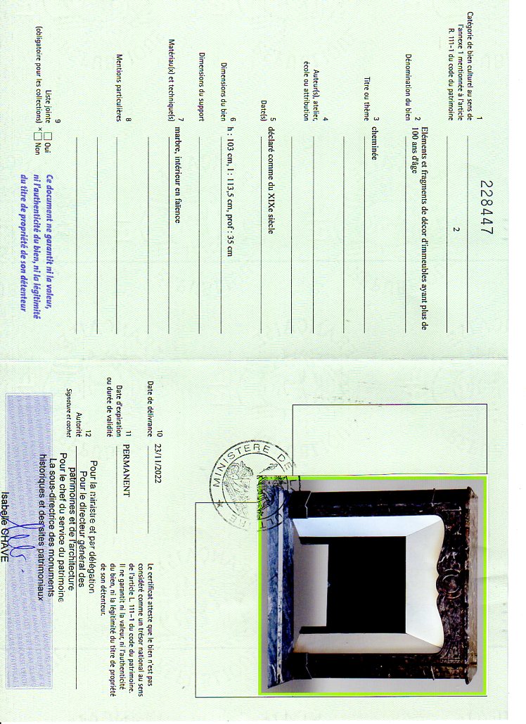 Certificat d'exportation