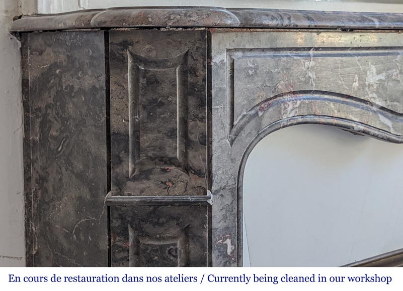 Cheminée ancienne de style Louis XV, modèle Pompadour, en marbre Bois Jourdan-3