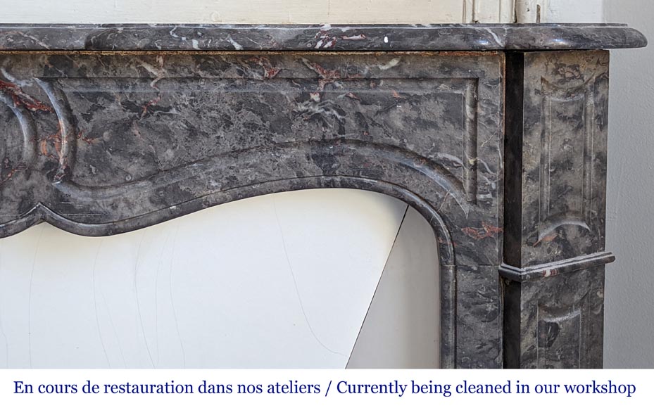 Cheminée ancienne de style Louis XV, modèle Pompadour, en marbre Bois Jourdan-6