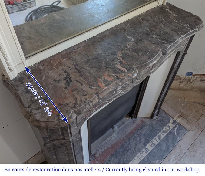 Cheminée ancienne de style Louis XV, modèle Pompadour, en marbre Bois Jourdan-9
