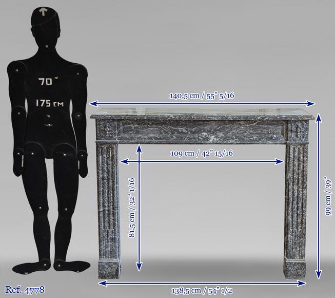 Cheminée d'époque Louis XVI en marbre Gris Sainte Anne-9