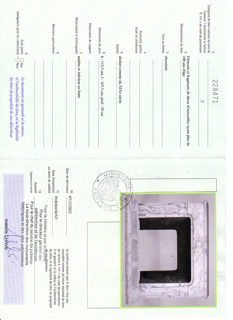 Certificat d'exportation