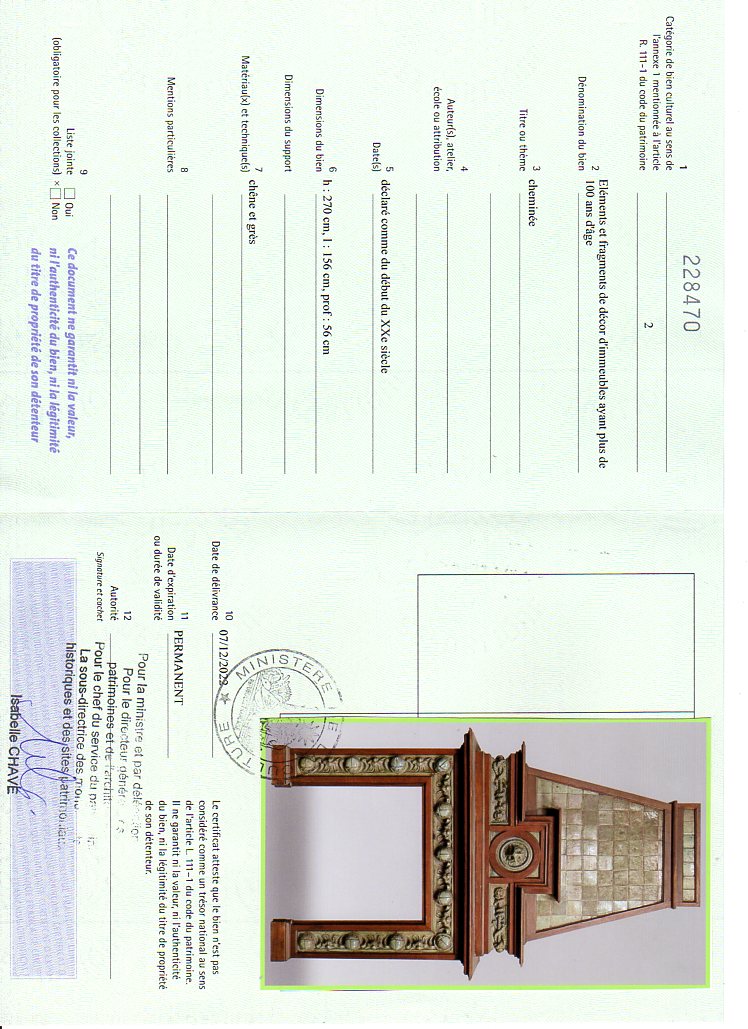 Certificat d'exportation