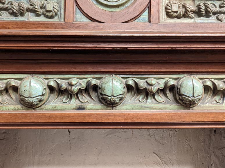 Cheminée de Gentil et Bourdet, en grès vert et en chêne-6