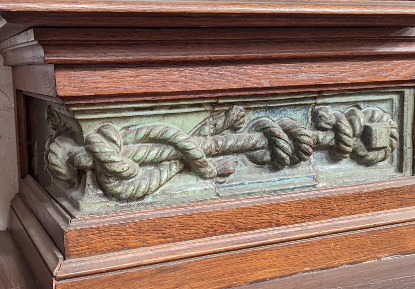 Cheminée de Gentil et Bourdet, en grès vert et en chêne-8