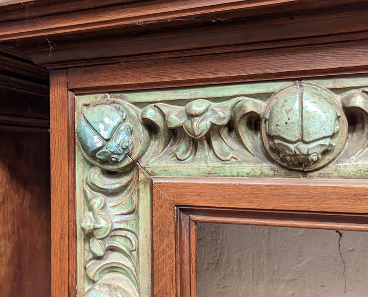Cheminée de Gentil et Bourdet, en grès vert et en chêne-10