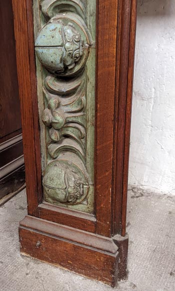 Cheminée de Gentil et Bourdet, en grès vert et en chêne-11