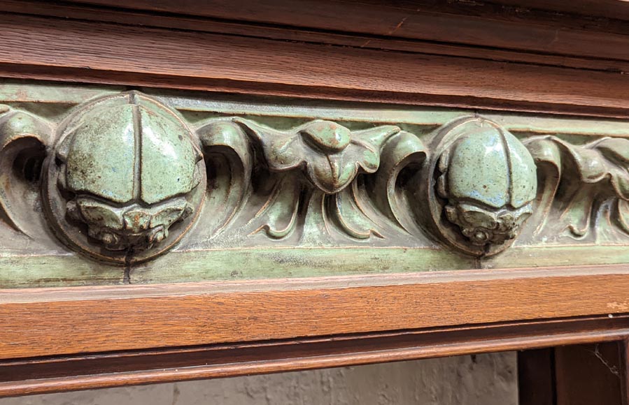 Cheminée de Gentil et Bourdet, en grès vert et en chêne-14