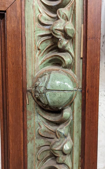 Cheminée de Gentil et Bourdet, en grès vert et en chêne-15