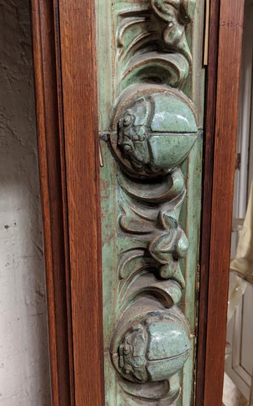 Cheminée de Gentil et Bourdet, en grès vert et en chêne-16