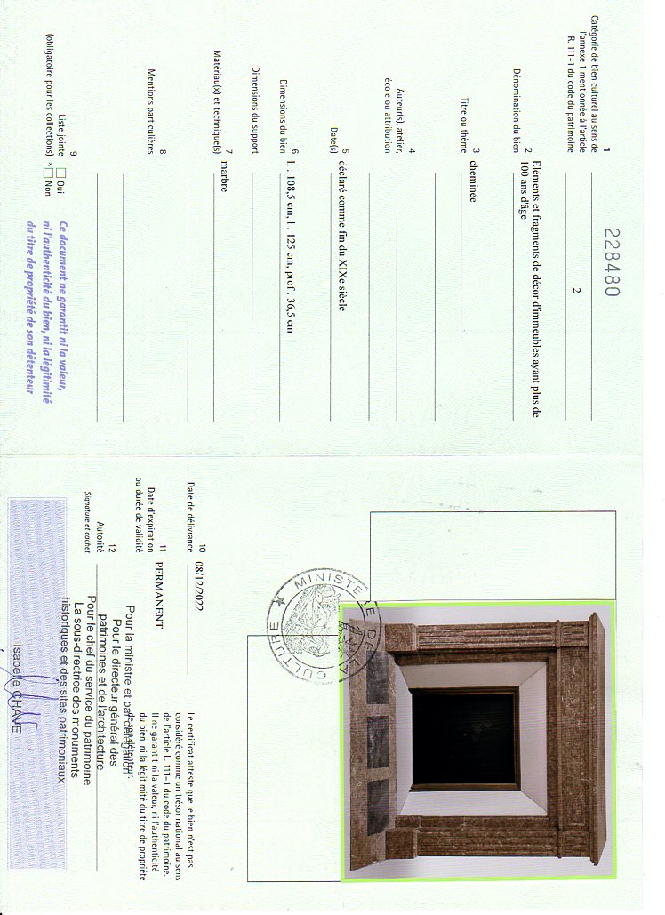 Certificat d'exportation