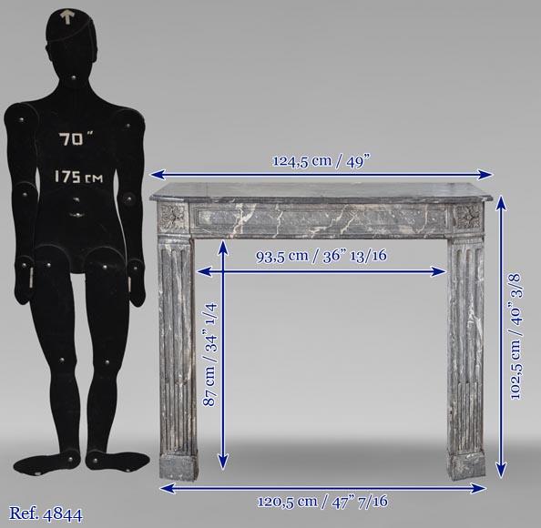 Cheminée d'époque Louis XVI en marbre Gris des Ardennes-9