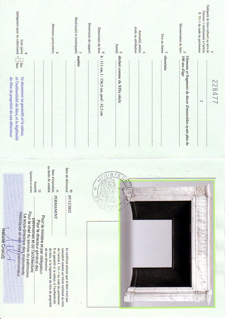 Certificat d'exportation