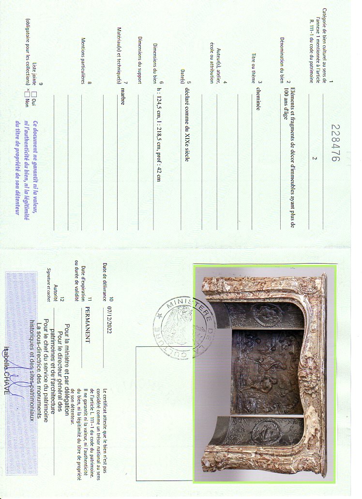 Certificat d'exportation