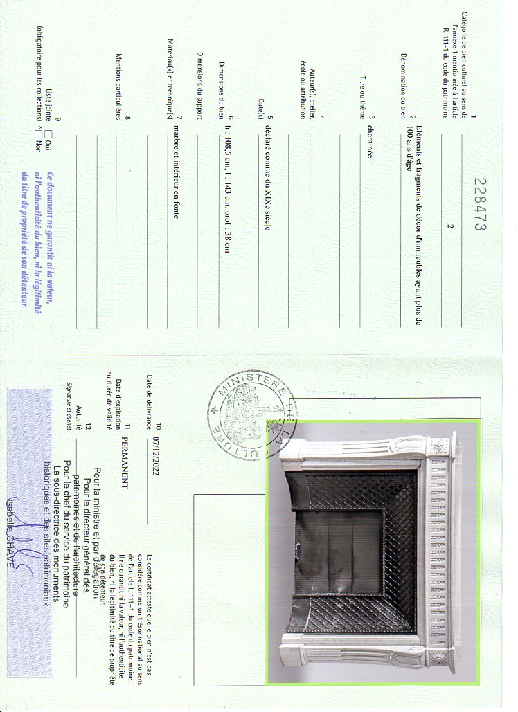 Certificat d'exportation