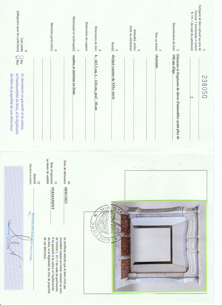 Certificat d'exportation