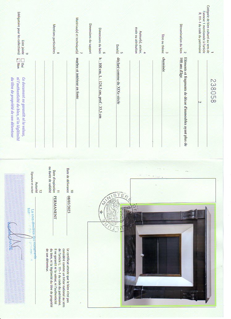 Certificat d'exportation