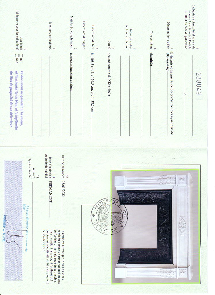 Certificat d'exportation