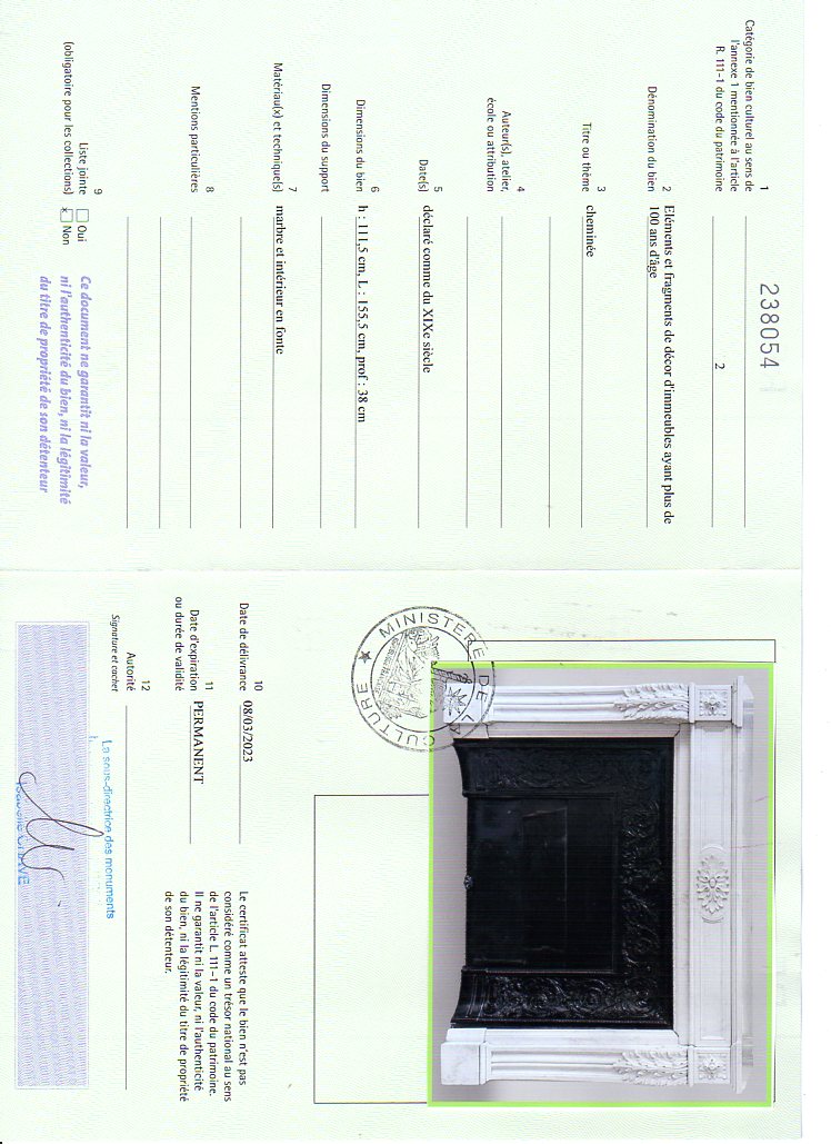 Certificat d'exportation