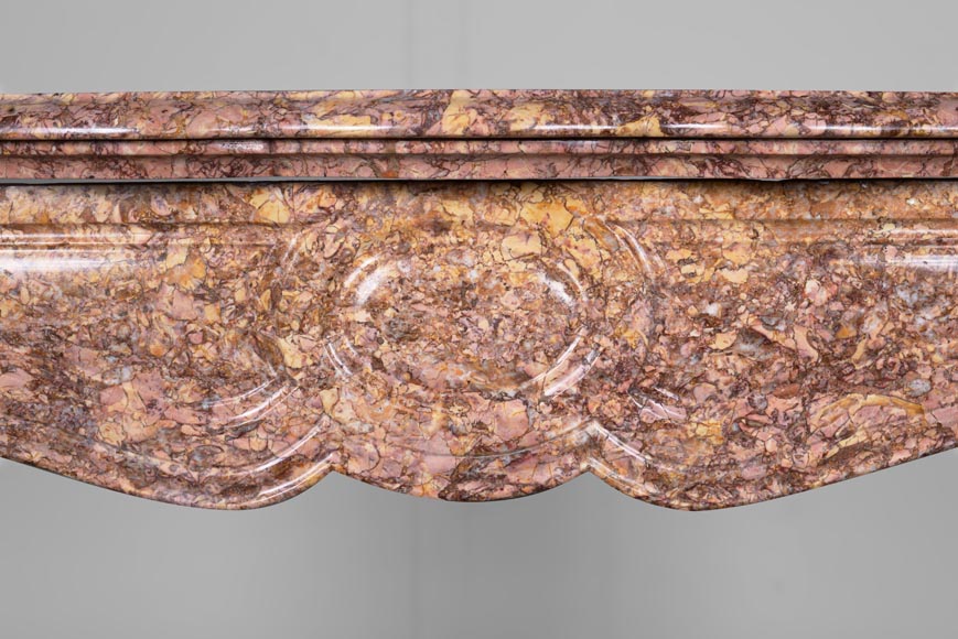 Cheminée de style Louis XV en marbre Brocatelle-1