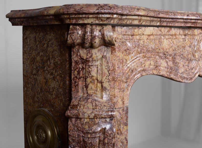 Cheminée de style Louis XV en marbre Brocatelle-4