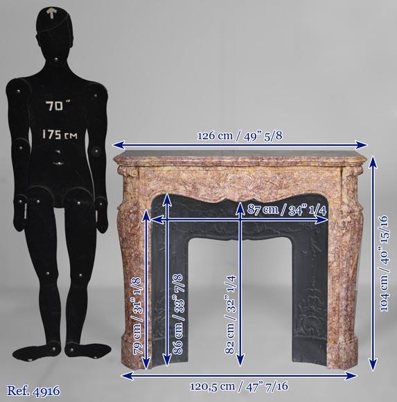 Cheminée de style Louis XV en marbre Brocatelle-9