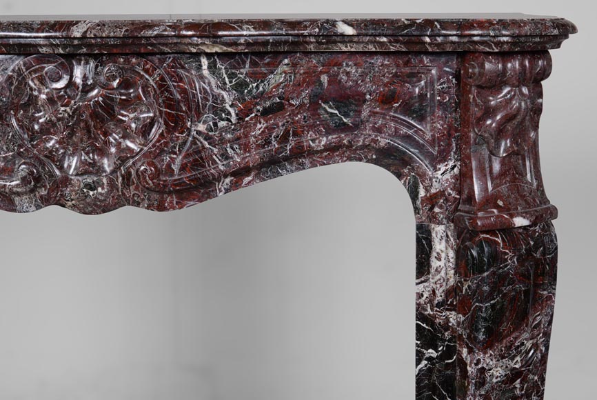 Cheminée de style Louis XV en marbre Levanto Rouge-7