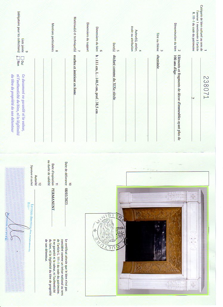 Certificat d'exportation