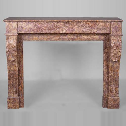 Cheminée de style Louis XVI en marbre Brocatelle
