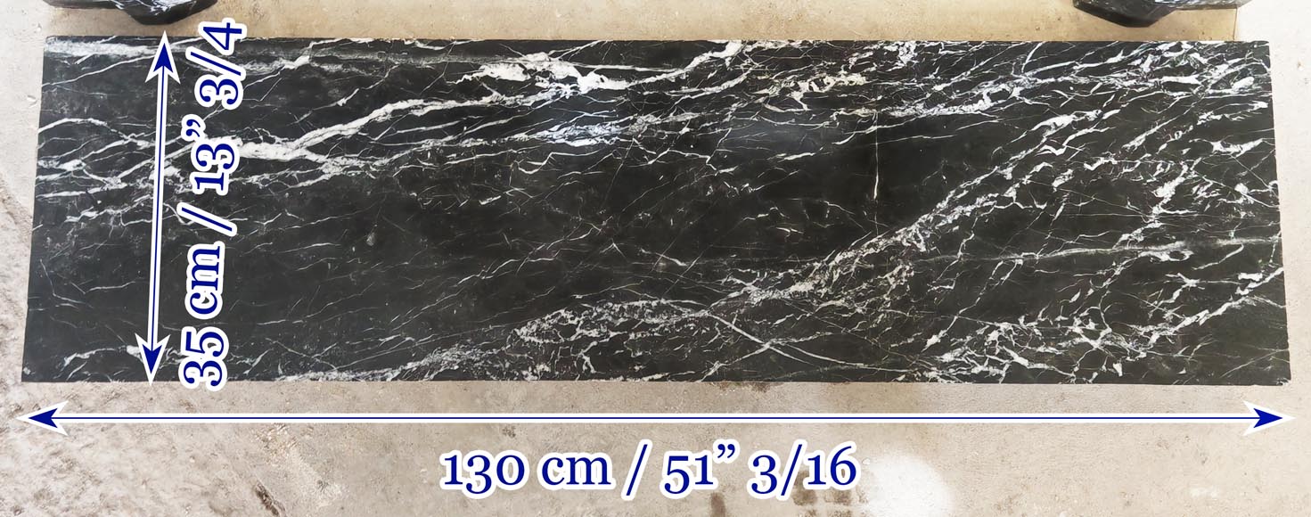 Cheminée boudin de style Louis XIV en marbre noir marquina-8