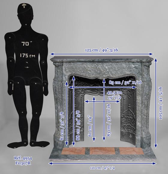Cheminée Pompadour en marbre Vert d’Estours-10