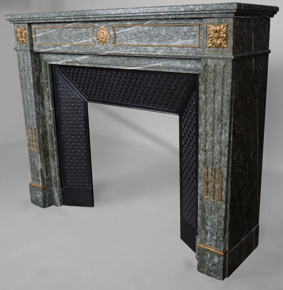 Cheminée de style Louis XVI en marbre vert d’Estours-8