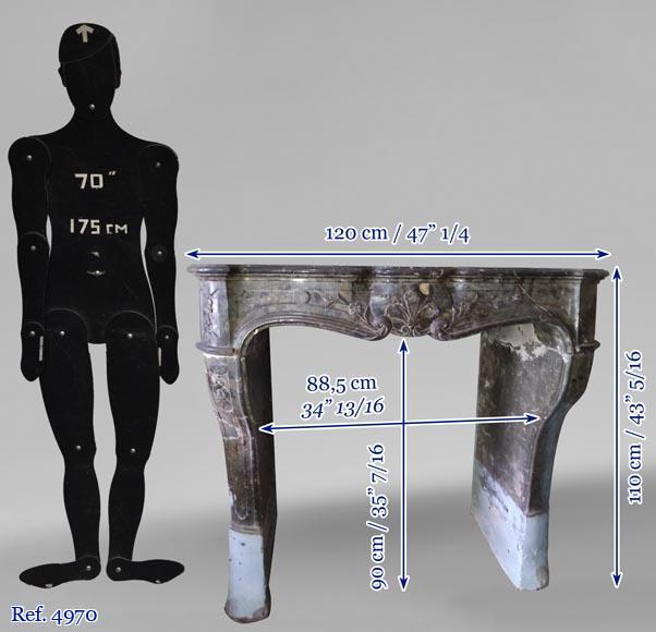 Cheminée bourguignonne en marbre gris français du XVIIIe siècle-6