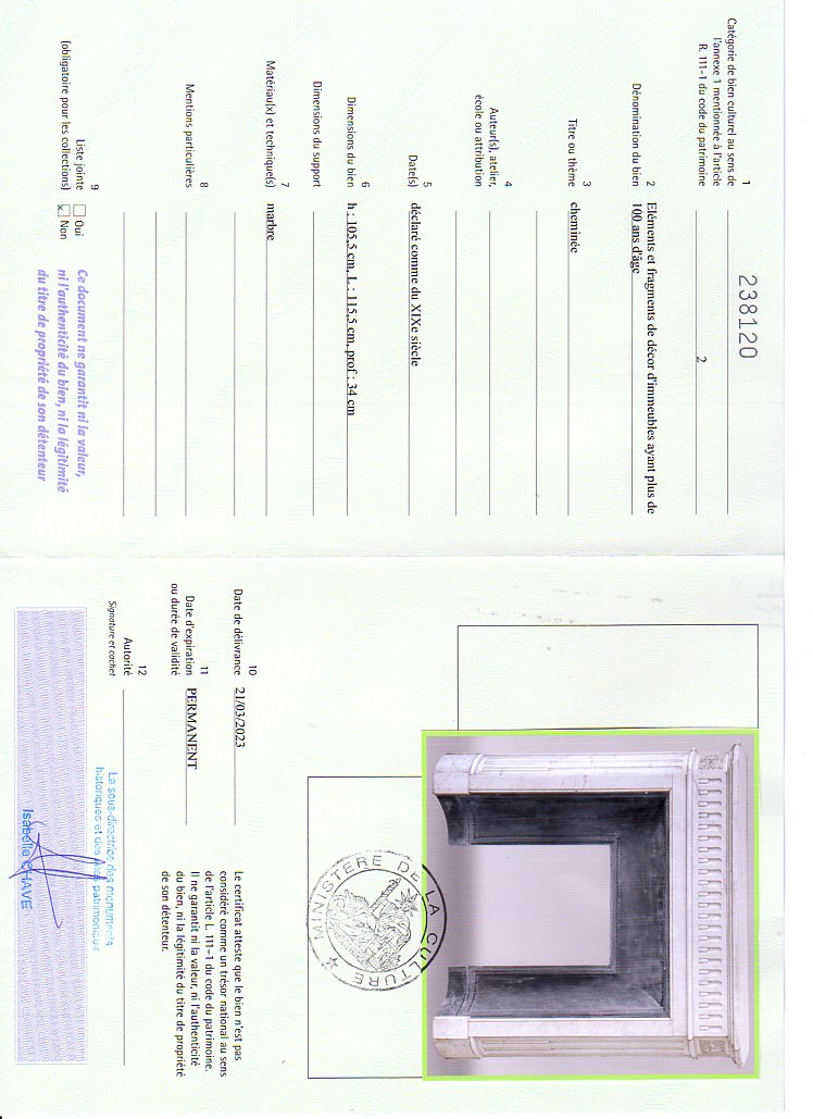 Certificat d'exportation