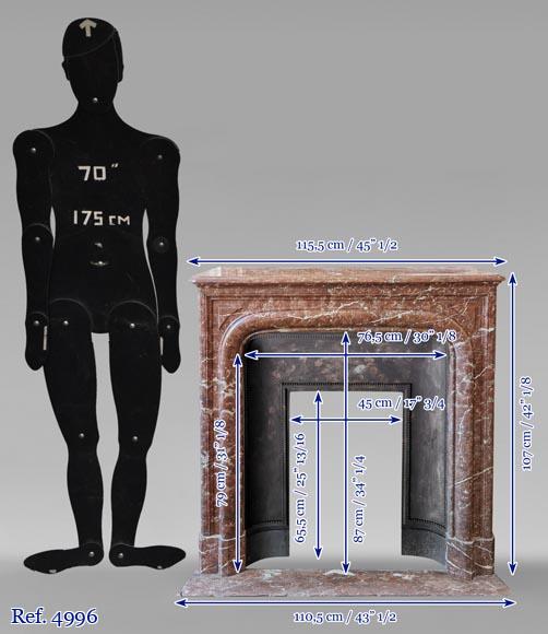 Cheminée de style Louis XIV en marbre Rouge du Nord-10