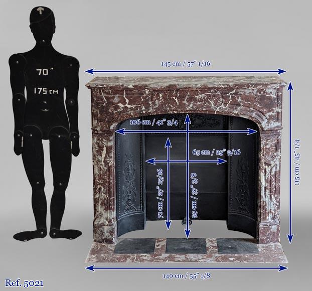 Cheminée de style Régence en marbre Rouge du Nord-11