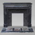 Cheminée de style Louis XIV en marbre noir Marquina