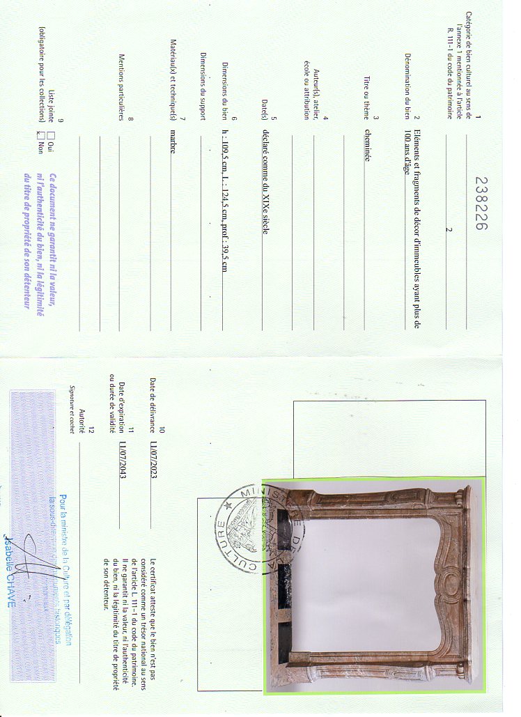 Certificat d'exportation