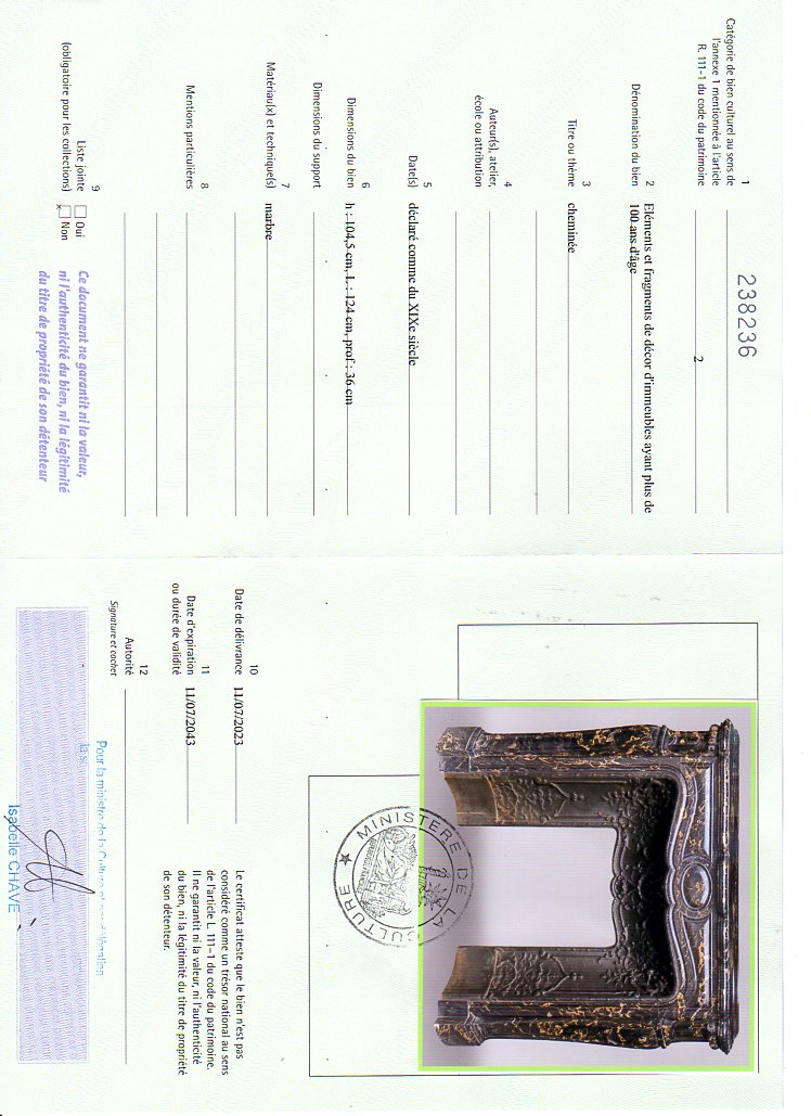 Certificat d'exportation
