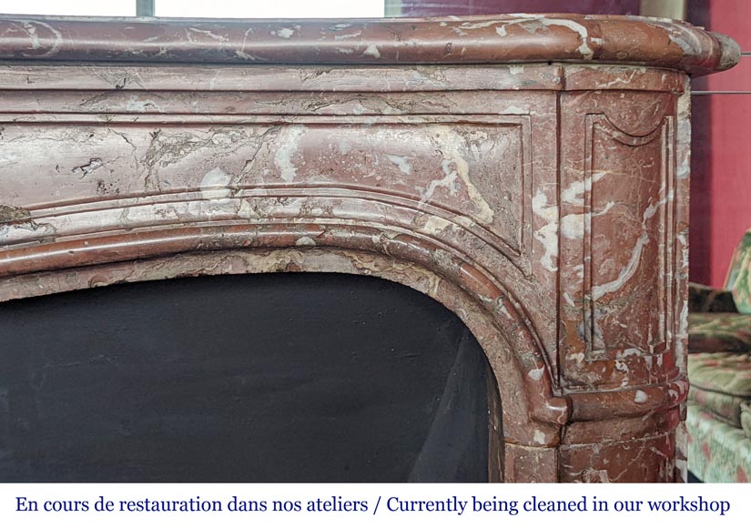 Cheminée d'époque Louis XV en marbre Rouge du Nord-8
