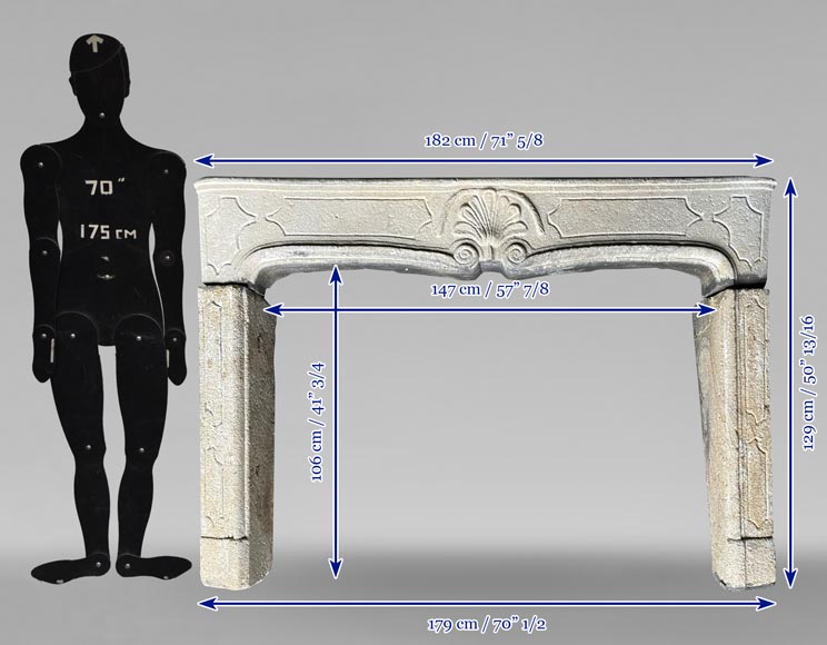 Cheminée en pierre d'époque Louis XV-13