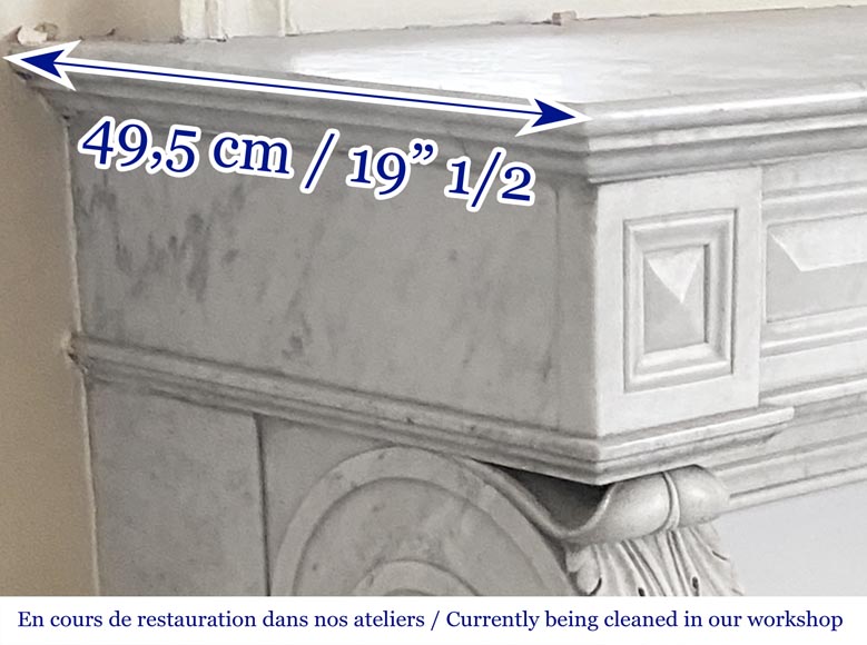 Cheminée d'époque Napoléon III à pattes de lion, en marbre de Carrare-8